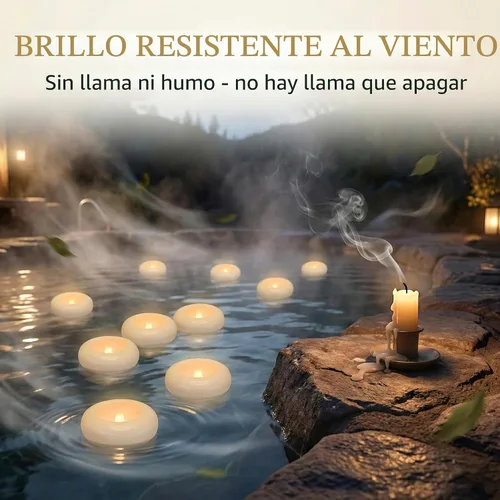 Miniatura 4 de Aignis 24 velas flotantes LED sin llama, velas de plástico de 3 pulgadas que funcionan con pilas, tiempo de brillo de más de 120 horas, luz blanca
