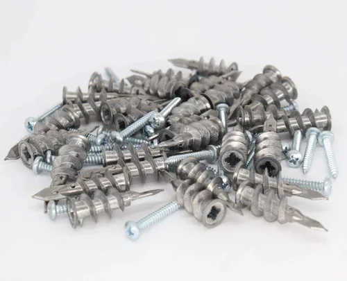 Miniatura 5 de Anclajes autoperforantes de zinc para paneles de yeso con kit de tornillos de acero inoxidable, anclajes de pared de metal resistente y tornillos #8