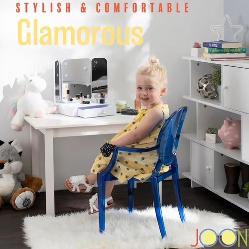 Miniatura 5 de JOON Paquete de 2 sillas fantasma para niños con reposabrazos transparentes, 25 x 13 x 14.5 pulgadas, material de policarbonato, altura del asiento