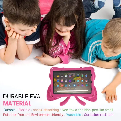 Miniatura 72 de FW Fire 7 - Funda para tablet para niños, Amazon Fire 7 2022, funda de mariposa con luz de atril, EVA, protección contra caídas, resistente, a