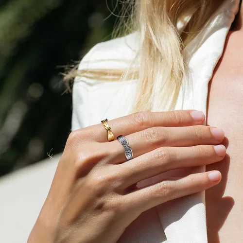 Miniatura 4 de Bestyle Anillos antiguos de alas de ángel para mujeres y hombres, anillos de banda de plumas de guardián, anillos de promesa para parejas amantes