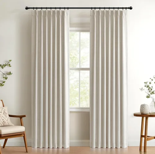 Miniatura 34 de 100% Blackout Shield Cortinas opacas con textura y aspecto de lino de 72 pulgadas de largo, juego de 2 paneles de cortinas opacas de lino sintético