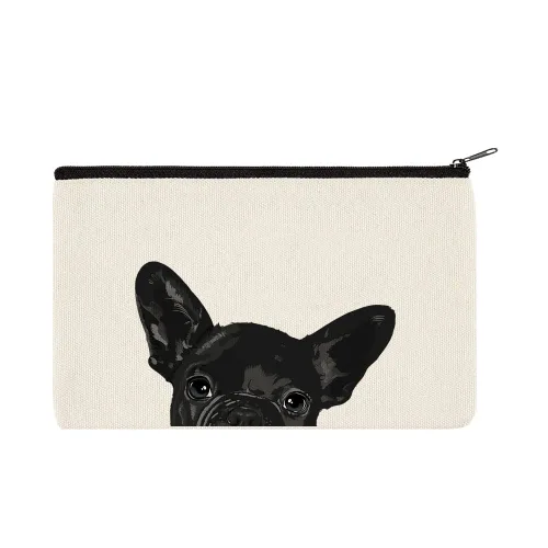 WIRESTER Bolsa de maquillaje de lona con cremallera, bolsa de cosméticos, estuche organizador para mujeres y niñas, bolsa de cosméticos de viaje