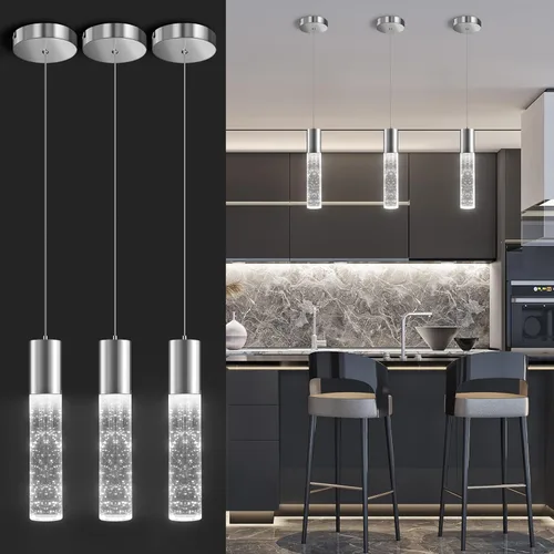 Miniatura 14 de OKELI Luces colgantes modernas, luces LED de cristal de burbuja para isla de cocina, accesorios de iluminación, mini iluminación colgante individual