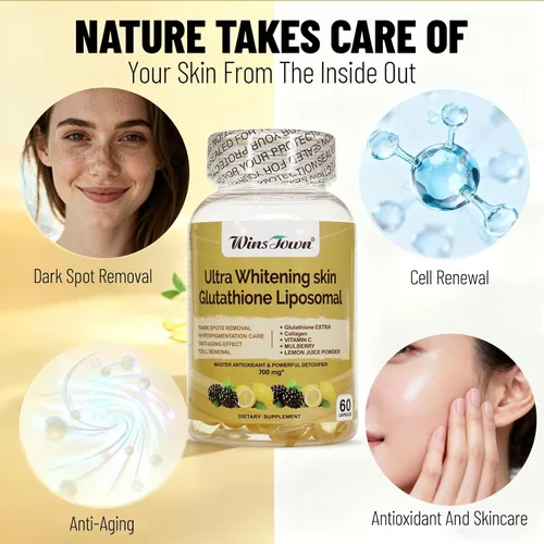 Miniatura 6 de Ultra Blanqueamiento de la Piel Glutatión Liposomal Softgel, 60 Cápsulas Suplemento para removedor de manchas oscuras, renovación celular