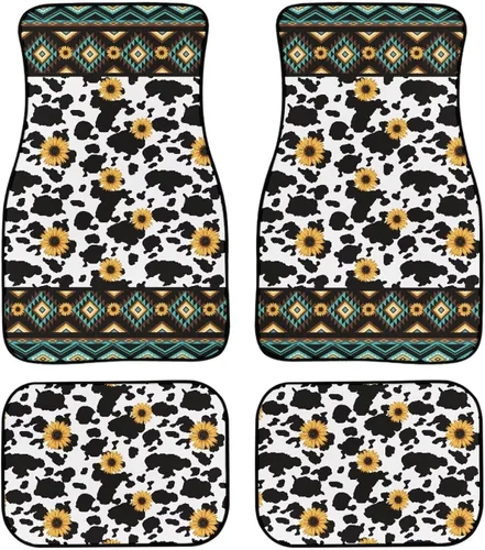 Miniatura 27 de 70S 80S Alfombra de suelo de automóvil con flores hippie y margaritas, 4 piezas, accesorio hippie para automóvil para mujeres, almohadilla de suelo
