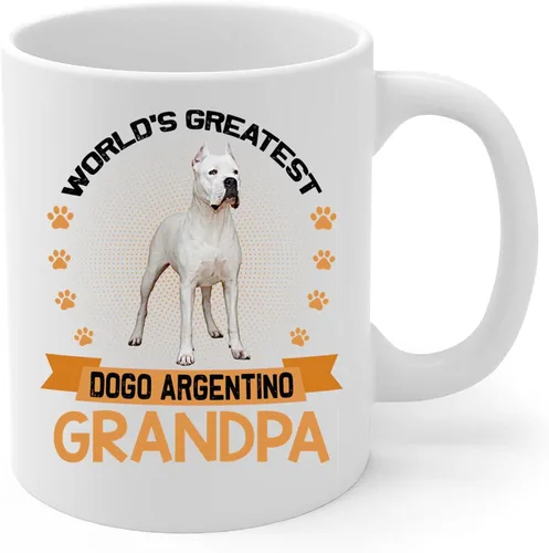 Miniatura 2 de World's Greatest Standing Dogo argentino Dog Grandpa Gifts for Women Funny Coffee Mug White Ceramic Tea Cup 11oz Puppy Owner Gifts