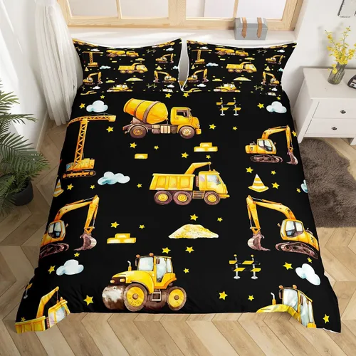 Miniatura 12 de Erosebridal Funda de edredón de vehículos de dibujos animados tamaño individual para niños y niñas, juego de ropa de cama Kawaii de helicóptero