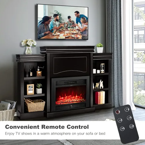 Miniatura 2 de Tangkula Soporte de TV con chimenea de 70 pulgadas, 750 W/1500 W, calentador eléctrico con control remoto, temporizador de 1-8 horas, 5 brillo