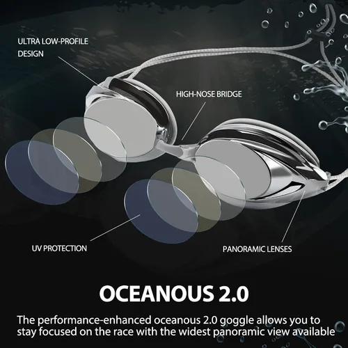 Miniatura 7 de Gafas de natación para adultos, hombres, mujeres y jóvenes, con correa elástica, gafas de natación sin tirones de pelo espejo/lentes transparentes
