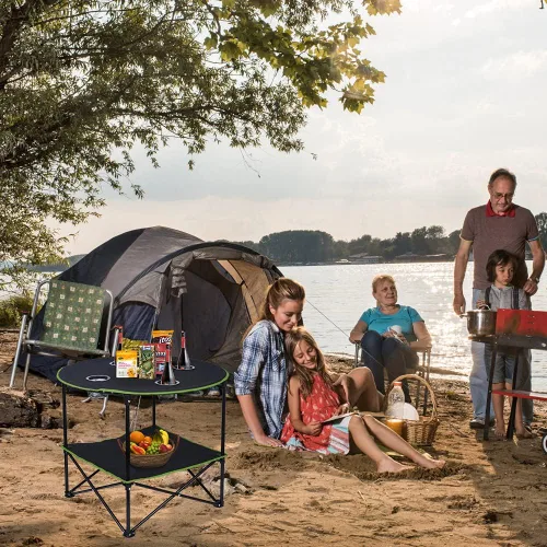 Miniatura 2 de LEADALLWAY Mesas de Camping Plegables Ligeras Mesa Portátil para Exteriores con 4 Portavasos y Bolsas de Transporte para Picnic al Aire Libre, negro