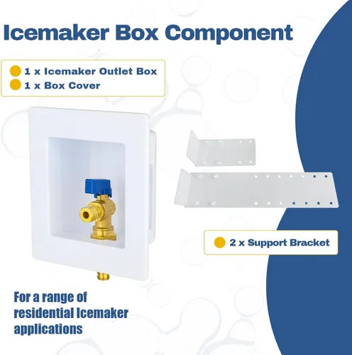 Miniatura 6 de Paquete de 1 caja de salida GUOFIS para máquina de hielo, entrada de crimpado PEX de 1/2 pulgada x salida de compresión de 1/4 de pulgada