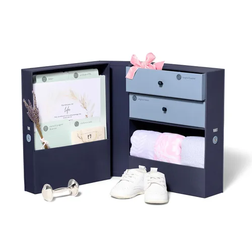 Savor Caja organizadora de recuerdos para bebés, caja de regalo de condolencias y recuerdos para ángel bebé, embarazo y recuerdos preciados (azul,
