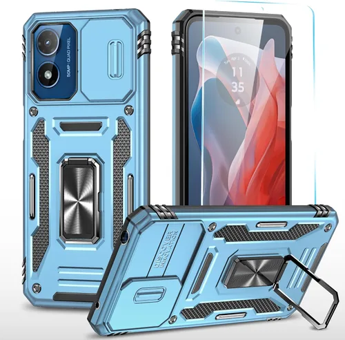 Miniatura 18 de Funda para teléfono SunStory para Motorola Moto G Play 2024 con protector de pantalla HD y cubierta deslizante para la cámara y soporte con patas