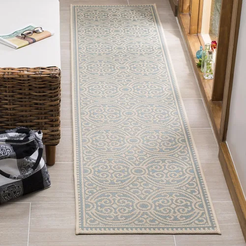 Miniatura 21 de SAFAVIEH Alfombra lavable para exteriores Linden Collection - 4 x 6 pies, aguamarina y crema, no desprende pelusa y fácil de limpiar, ideal