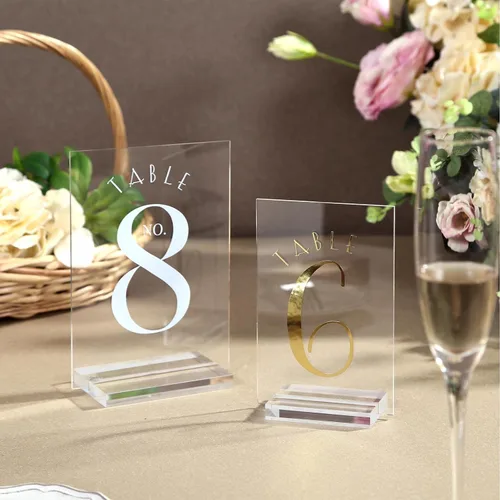 Miniatura 4 de UNIQOOO Paquete de 20 letreros acrílicos transparentes en blanco – Signos de números de mesa de 5 x 7 pulgadas, letreros de boda, tarjeta y letrero