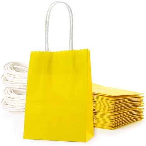 Miniatura 21 de Pequeña bolsa de papel lavanda con asa para recuerdos de fiesta, 6 x 4.5 x 2.5 pulgadas, para boda, cumpleaños, bolsa reciclada, paquete de 24