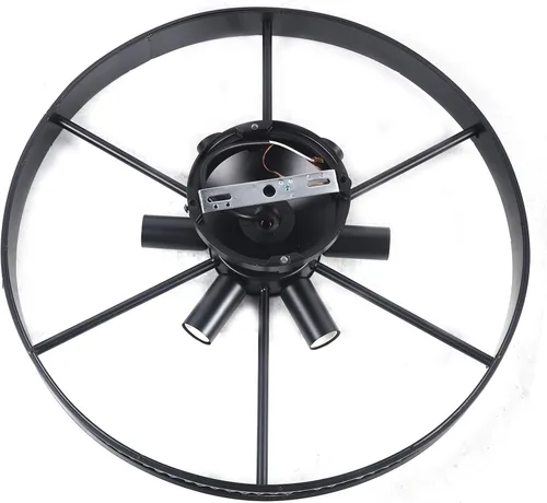 Miniatura 7 de Lámpara de techo con rueda de carro, 6 luces rústicas de estilo rústico semiempotrado, lámpara de techo industrial para cocina, isla, comedor