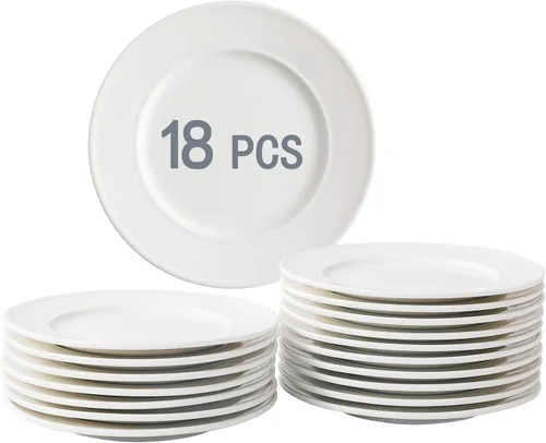 18 platos de postre de porcelana de 6 pulgadas, platos de cena pequeños para aperitivos, juegos de vajilla redondos, resistentes a los arañazos,