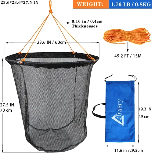 Miniatura 6 de Drasry Red de aterrizaje de pesca plegable para puente y muelle, red de caída de anillo de aluminio con alta carga para agua salada y agua dulce