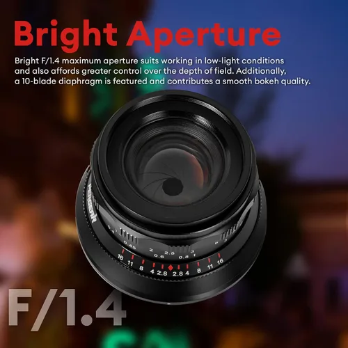 Miniatura 4 de PERGEAR Lente de enfoque manual de marco completo F1.4 de 1.378 in, compatible con cámaras Sony E-Mount A7 A7II A7III A7R A7RII A7RIII A7RIV A7S
