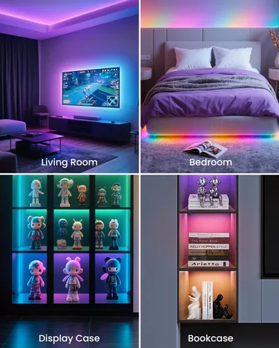 Miniatura 6 de Luces LED RGB+IC de 9.84 pies para TV de 32 a 43 pulgadas, tira de retroiluminación detrás de la TV con sincronización de música, aplicación