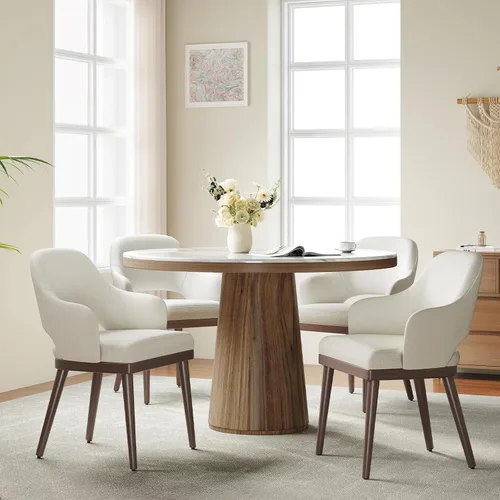 Miniatura 11 de MALOL Juego de 2 sillas de comedor de madera, silla moderna tapizada de tela para comedor, sillas laterales de cocina, silla de cena campestre
