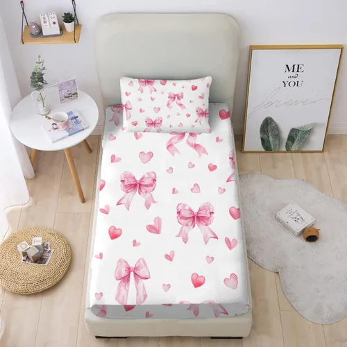 Miniatura 13 de MUSOLEI Juego de sábanas bajeras de teñido anudado para niñas, color rosa y azul, juego de ropa de cama bohemio de 2 piezas, sábana bajera de Tie Dye