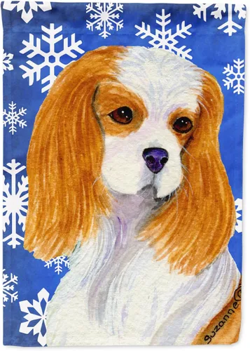 Miniatura 50 de Caroline's Treasures SC9374GF Bulldog English Snow flakes Holiday Garden Flag Buzón Bandera decorativa para patio exterior, patio, obras de arte