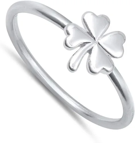 Miniatura 2 de Good Luck - Anillo de plata de ley 925 con trébol de cuatro hojas, tamaño 2-10
