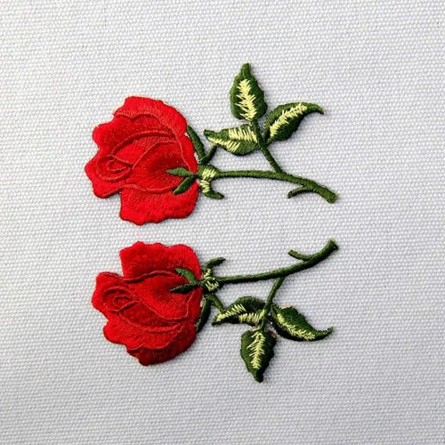 Miniatura 5 de Parche de rosas rojas boho bordadas retro con apliques florales para planchar y coser emblema de amor, juego de 2