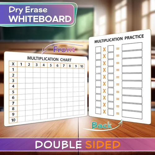 Miniatura 3 de SCRIBBLEDO Tabla de Multiplicación de Borrado en Seco Pizarra Blanca de 9" x 12" Tabla de Multiplicación de Doble Cara Tabla de Multiplicar