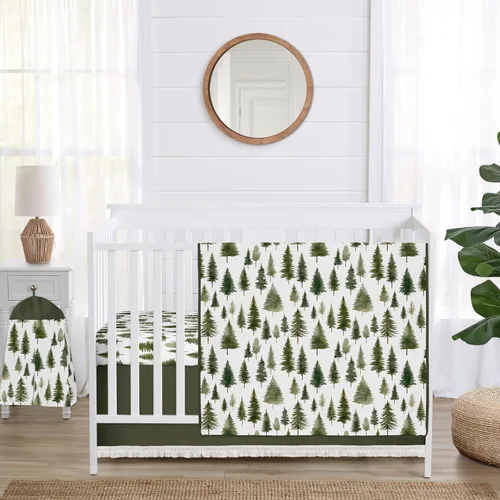 Miniatura 8 de Sweet Jojo Designs Juego de ropa de cama para cuna de bebé de 4 piezas (animales del bosque) para niños o niñas, bebés/guardería, incluye manta