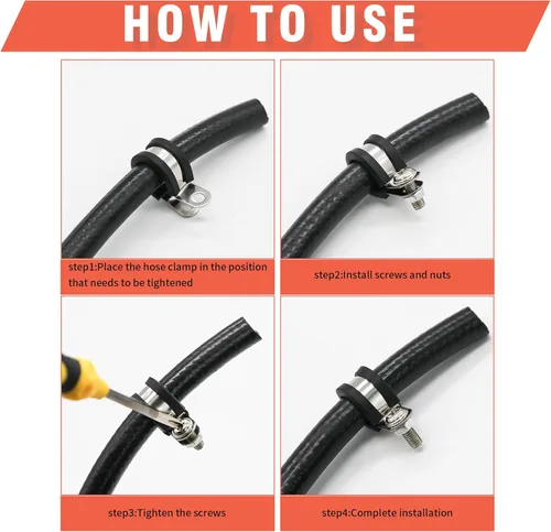 Miniatura 5 de AKIHISA Kit de 56 abrazaderas de cable de 1/4"-1", 7 tamaños, abrazaderas de conducto de acero inoxidable 304, para cable, tubería, manguera, línea