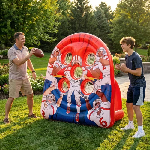 Miniatura 8 de Juego inflable gigante de lanzamiento de objetivos de fútbol de 6 pies, divertidos juegos de patio para interiores y exteriores para niños y Rojo