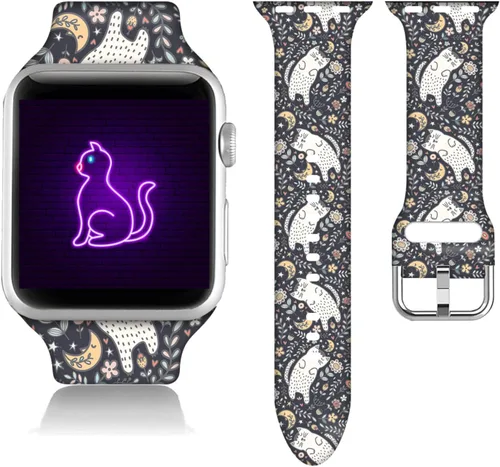Miniatura 16 de Compatible con Apple Watch de béisbol de 38/40/41/42/44/45/46/1.929 in para mujeres y hombres, correa de silicona suave para regalo de caballo