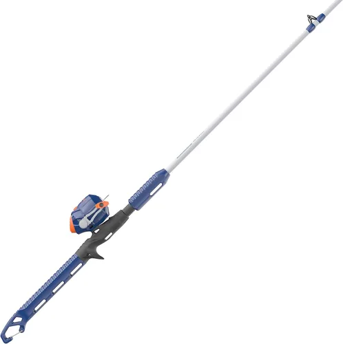 Zebco Wilder - Combo de carrete y caña de pescar, caña de fibra de vidrio duradera de 4 pies 3 pulgadas con mosquetón integrado, carrete patentado