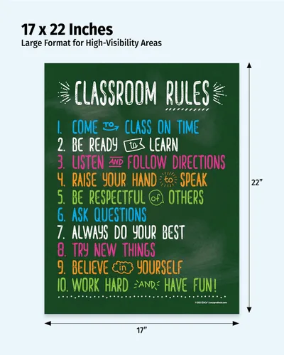 Miniatura 2 de ZOCO - Póster de reglas del aula, laminado, 17 x 22 pulgadas, póster de reglas de clase para escuela secundaria, póster de expectativas de aula