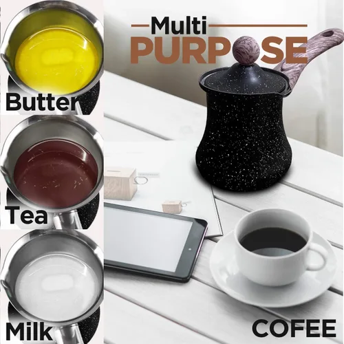 Miniatura 6 de Ibrik - Cafetera turca multiusos de 12 onzas, acero inoxidable resistente a la corrosión y de grado alimenticio (11.8 fl oz)