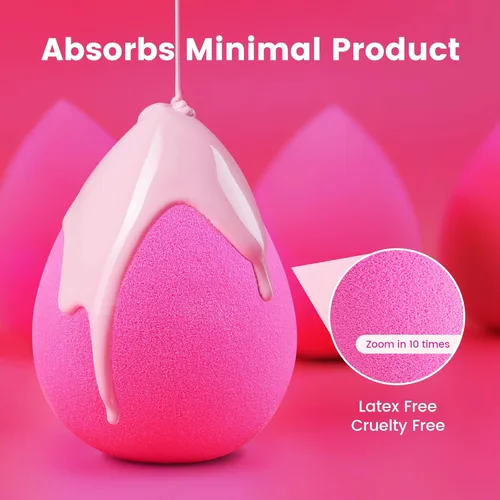 Miniatura 2 de BEAKEY - 5 esponjas de maquillaje, esponjas de belleza sin látex para una aplicación impecable de productos líquidos, en crema o en polvo, esponjas