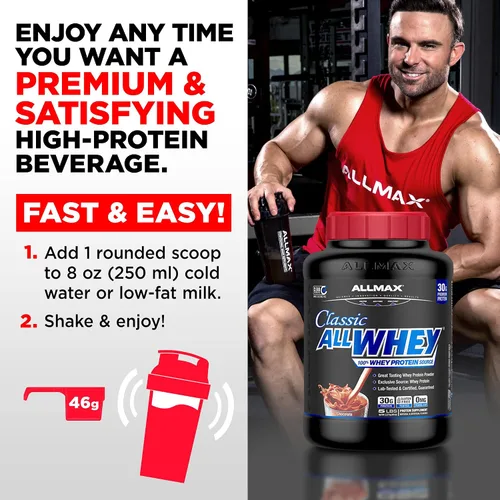 Miniatura 8 de ALLMAX Classic ALLWHEY, Fresa - 5 lb - 30 gramos de proteína por cucharada - Sin gluten - Aprox. 49 porciones