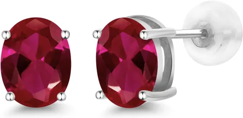Miniatura 181 de Gem Stone King Aretes de oro de 14 quilates con piedra natal ovalada de 0.315 x 0.236 in Aretes de oro para mujer