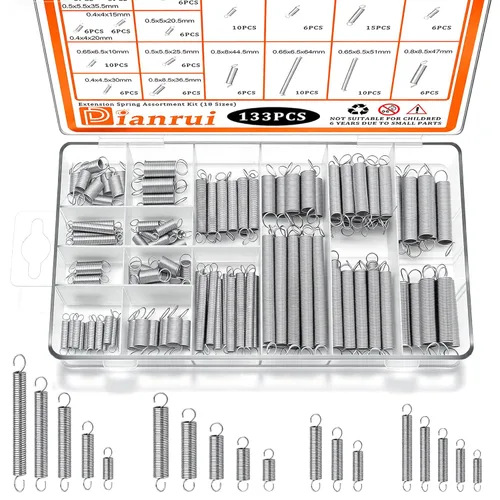 Miniatura 7 de Dianrui Kit surtido de 50 resortes torsionales, 45/90/120 grados, 15 tamaños, acero inoxidable 304, mecánico, pequeño resorte de torsión