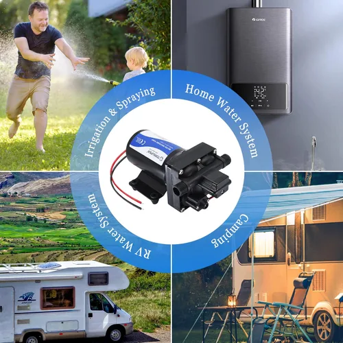 Miniatura 6 de Tdrsuper Bomba Reforzadora de Presión de Agua, Bomba de Diafragma de Agua de 12V CC, 5GPM 70PSI con Enchufe de Alimentación, Bomba de Agua
