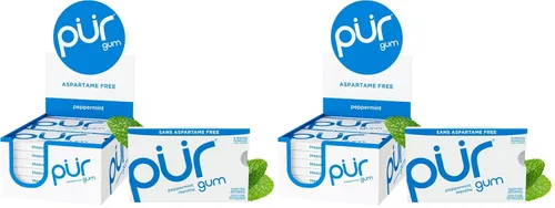 Miniatura 12 de PUR Gum Chicle sin aspartamo 100% xilitol Chicle con sabor natural a menta piperita, 9 piezas (paquete de 12)