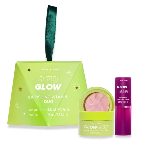 I DEW CARE Set de crema de ojos y aceite de labios con vitamina - 2 para brillar | Tratamiento facial, caja de regalo incluida, aspecto de piel de