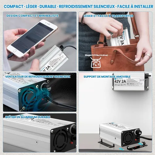 Miniatura 6 de Cargador de 42 V 2 A para batería de iones de litio de 36 V, scooter eléctrico, Hoverboard ebike cargador de batería de bicicleta eléctrica
