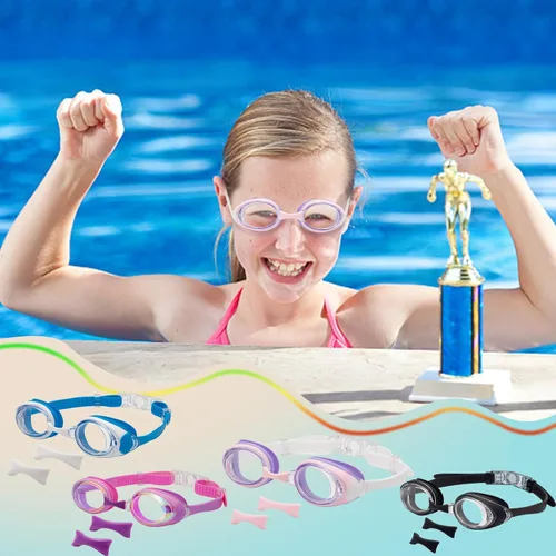 Miniatura 6 de Gafas de natación miopes para niños -2.0D a -5.0D, gafas de natación antiempañamiento miopes sin fugas, aptas para 4 a 14 años