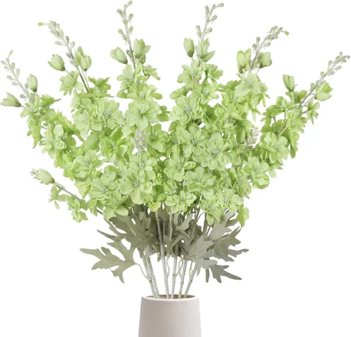 Miniatura 19 de IPOPU 6 PCS Flores Artificiales de Delfínium Flores Artificiales de Espuela de Cordero Flores de Seda de 85 cm de Tallo Largo para Arreglos de Boda