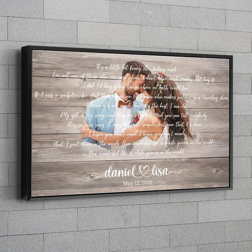 Awesometik Letra de canción de boda con retrato personalizado de foto personalizada Primera danza canción favorita 1er aniversario renovación de